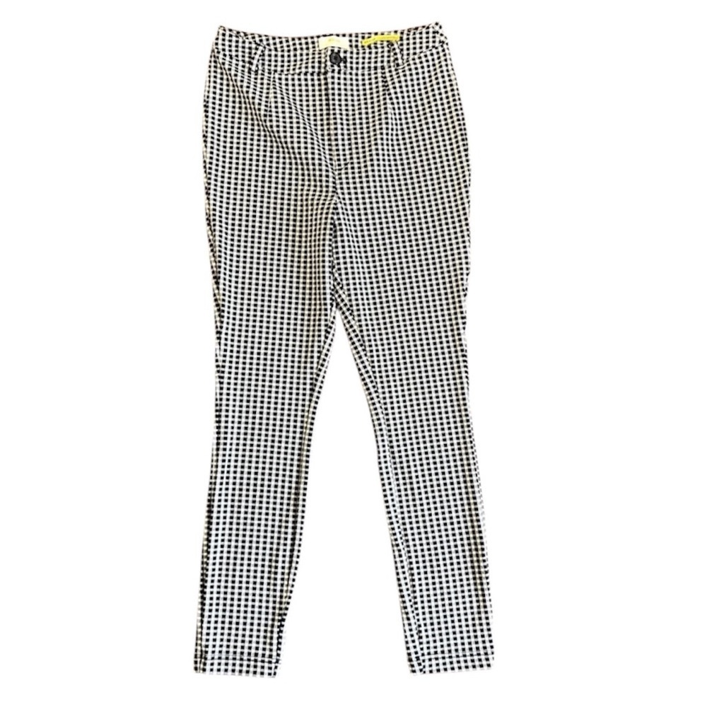 ANTHROPOLOGIE Maeve Checkered Gingham Black White Pants High Rise Size 8